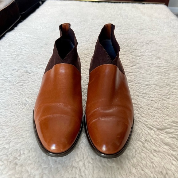 Plaza Handmade 2 Tone Leather/Elastic Fabric Slide On Chukka Boots Size 9.4 M main image 14